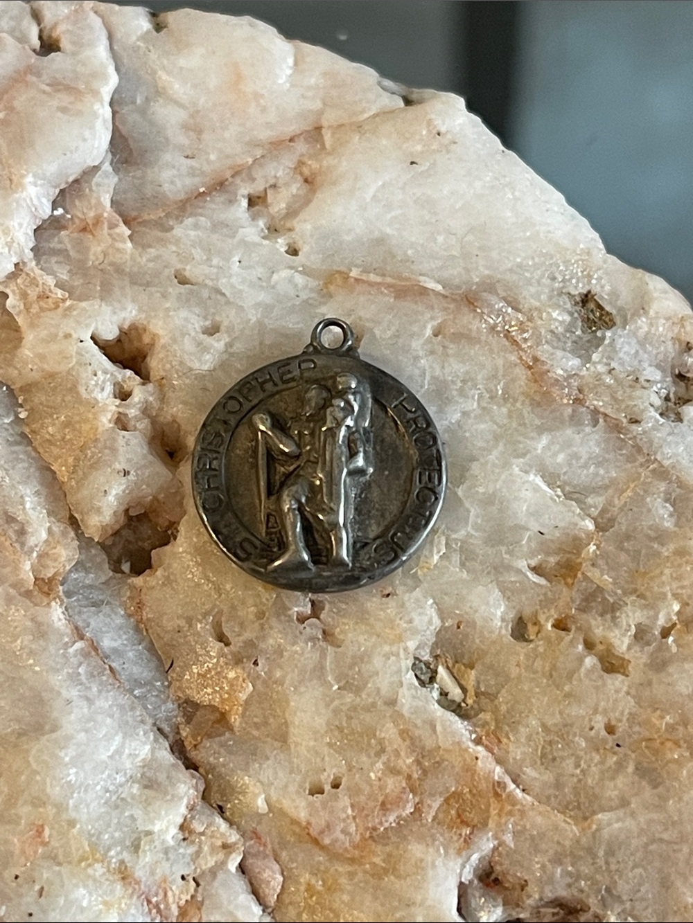 Sterling Silver St. Christopher Round Patron Medal - Silver